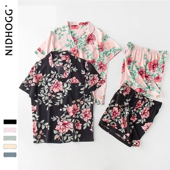 Summer Loose Casual Thin Lapel Short Sleeve Satin Pajamas Flower Pattern Printing Shorts Sleepwear Sexy Loungewear Home 2 Piece
Summer Loose Casual Thin Lapel Short Sleeve Satin Pajamas Flower Pattern Printing Shorts Sleepwear Sexy Loungewear Home 2 Piece