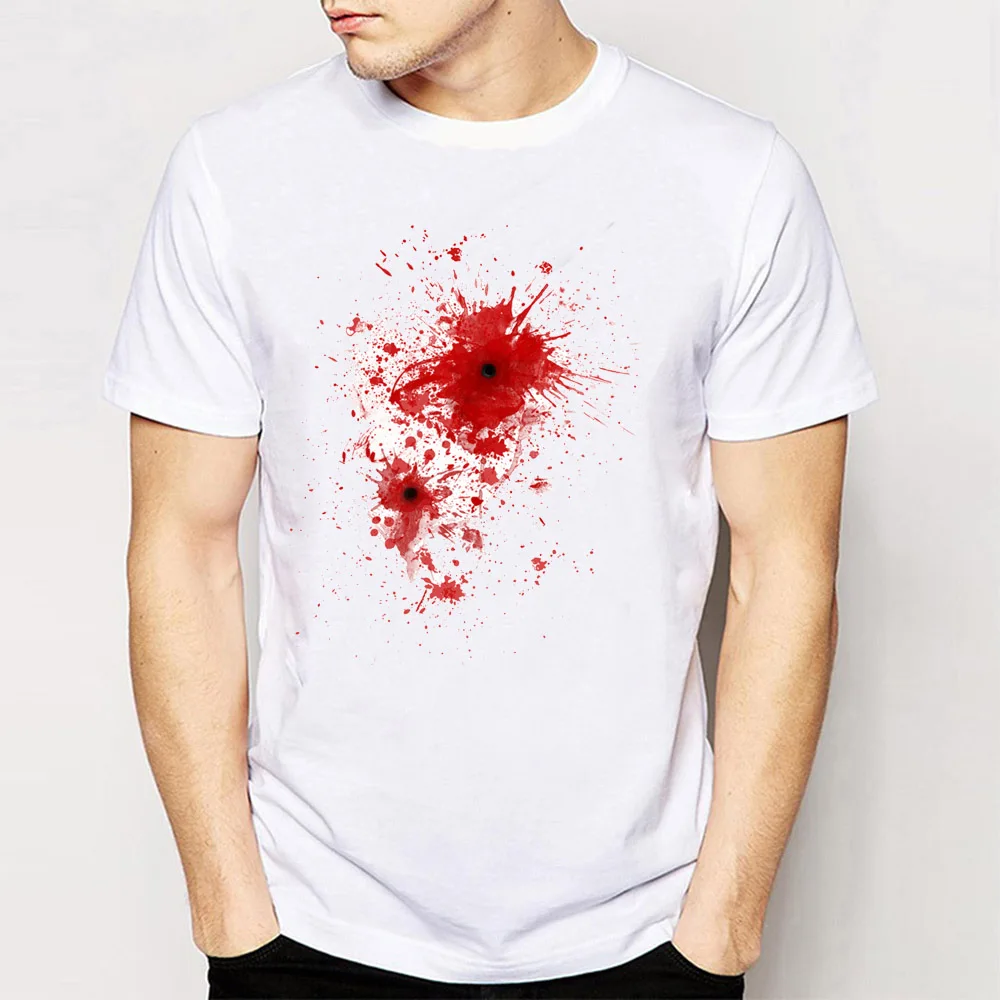 Men's Blood Spatter Bullet Wound Costume Print T-Shirt Funny Novelty Creative Abs T Shirt Men Summer White T Shirt Hipster Tees
Men's Blood Spatter Bullet Wound Costume Print T-Shirt Funny Novelty Creative Abs T Shirt Men Summer White T Shirt Hipster Tees