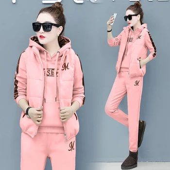Autumn and winter new Fashion women suit women's tracksuits casual set with a hood fleece sweatshirt three pieces set
Autumn and winter new Fashion women suit women's tracksuits casual set with a hood fleece sweatshirt three pieces set