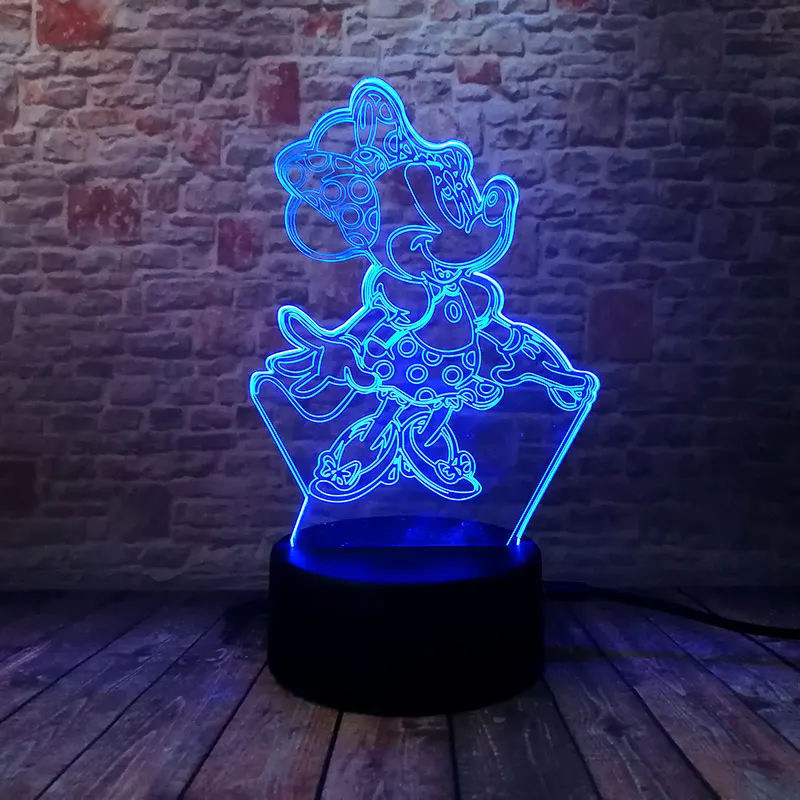 Minnie Mouse Cartoon Figure 3D Illusion LED Nightlight Colourful Light Glow in the Dark Anime Figma Toys for Girls gift
Minnie Mouse Cartoon Figure 3D Illusion LED Nightlight Colourful Light Glow in the Dark Anime Figma Toys for Girls gift