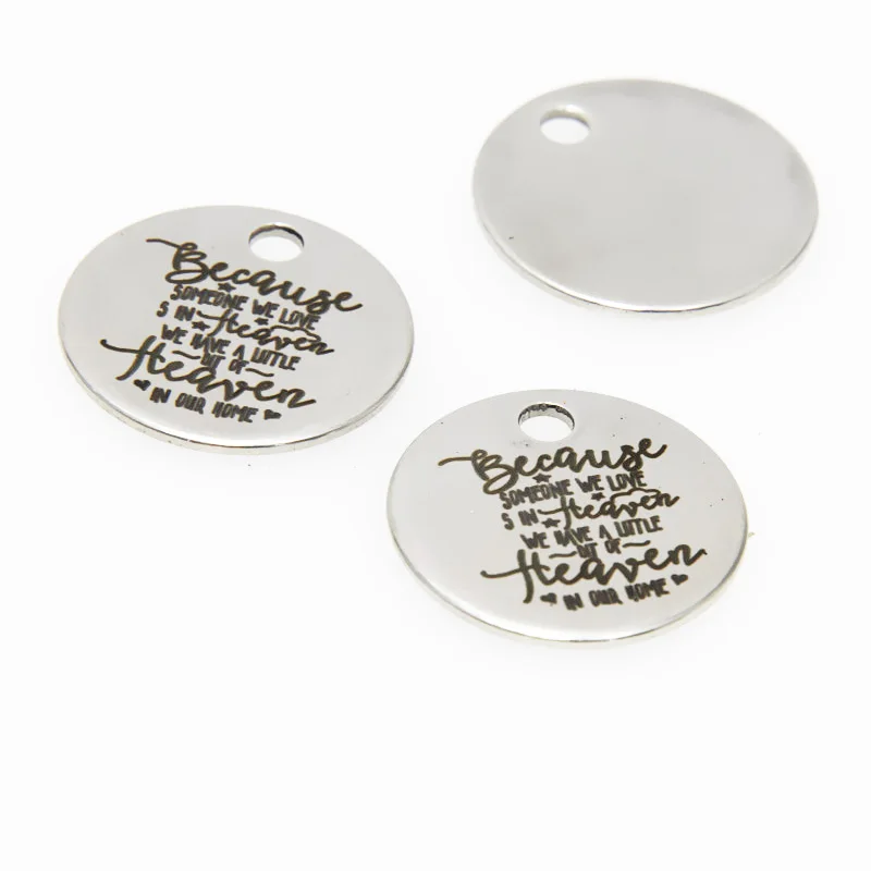 

10pcs/lot Memory charm Because Someone We Love is in Heaven Stainless steel message Charm pendant 20mm