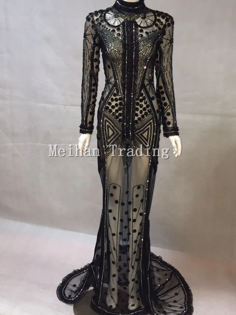 Luxury Black Rhinestones Lace Long Dress Sparkly Sexy Stage Wear Long Dresses Crystals Costume Prom Birthday Celebrate Dresses
Luxury Black Rhinestones Lace Long Dress Sparkly Sexy Stage Wear Long Dresses Crystals Costume Prom Birthday Celebrate Dresses