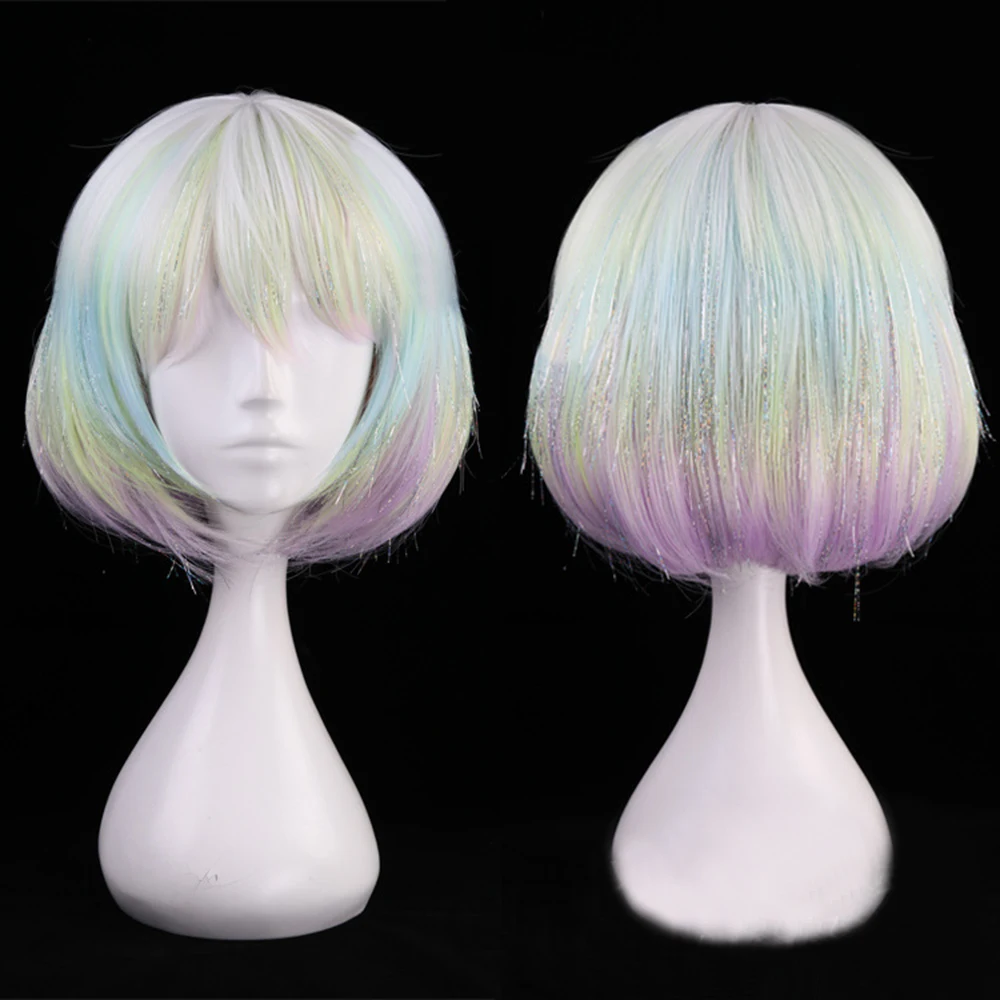 Anime 30cm Mixed Color Rainbow Short Hair Bob Style Lolita Bangs Cosplay Wig + Cap H762386
Anime 30cm Mixed Color Rainbow Short Hair Bob Style Lolita Bangs Cosplay Wig + Cap H762386