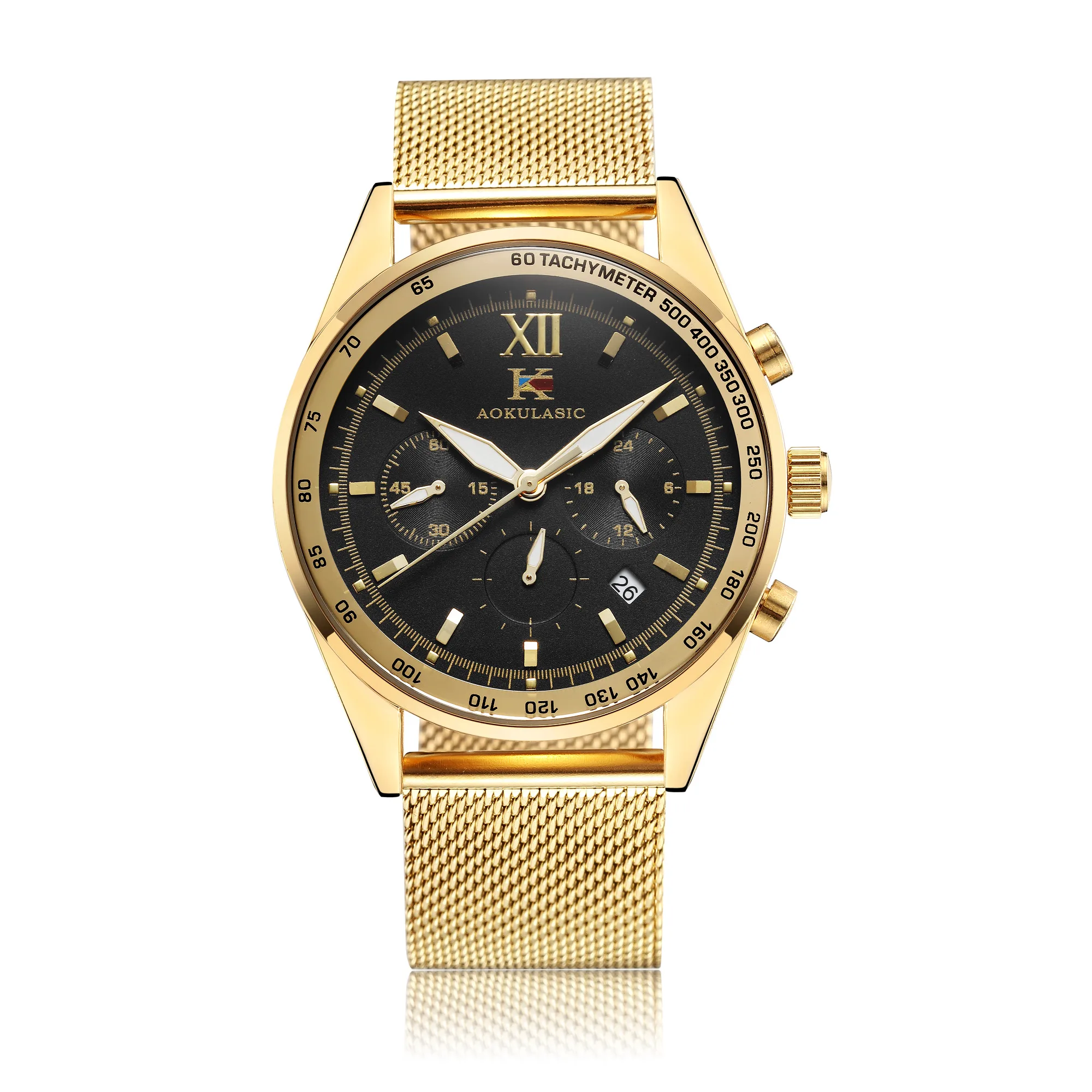 AOKULASIC Mens Fashion Watch Full Steel Fine Mesh Stainless Steel Watch Band Six Needles Quartz Watch Men Gold Sport Watch ak47
AOKULASIC Mens Fashion Watch Full Steel Fine Mesh Stainless Steel Watch Band Six Needles Quartz Watch Men Gold Sport Watch ak47