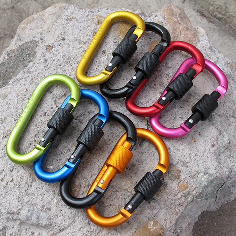 

8cm Aluminum Alloy Carabiner D-Ring Key Chain Clip Multi-color Camping Keyring Snap Hook Outdoor Travel Kit Quickdraws