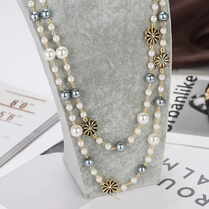 SHIFEEL 2018 New Fashion Gray Pearls Daisy Flowers Clovers Double Multilayer Chain Necklace Women Long Sweater Chain choker
SHIFEEL 2018 New Fashion Gray Pearls Daisy Flowers Clovers Double Multilayer Chain Necklace Women Long Sweater Chain choker