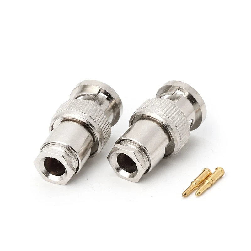 1Pc Connector BNC Male Plug Clamp RG58 RG142 LMR195 RG400 Cable Straight SS
