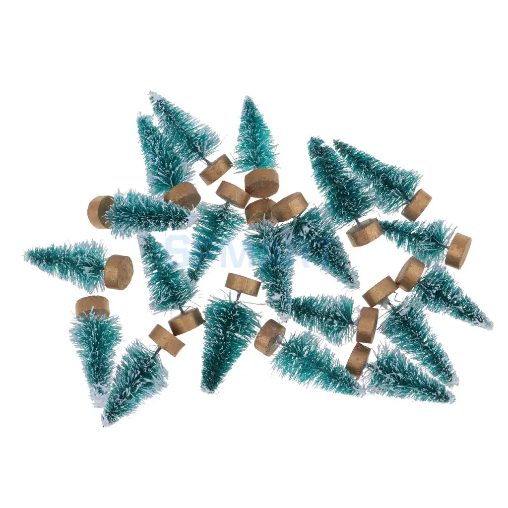20 Pieces 4cm Christmas Tree Doll Toy Dollhouse Miniature Room Items Xmas Ornaments Accessories Green