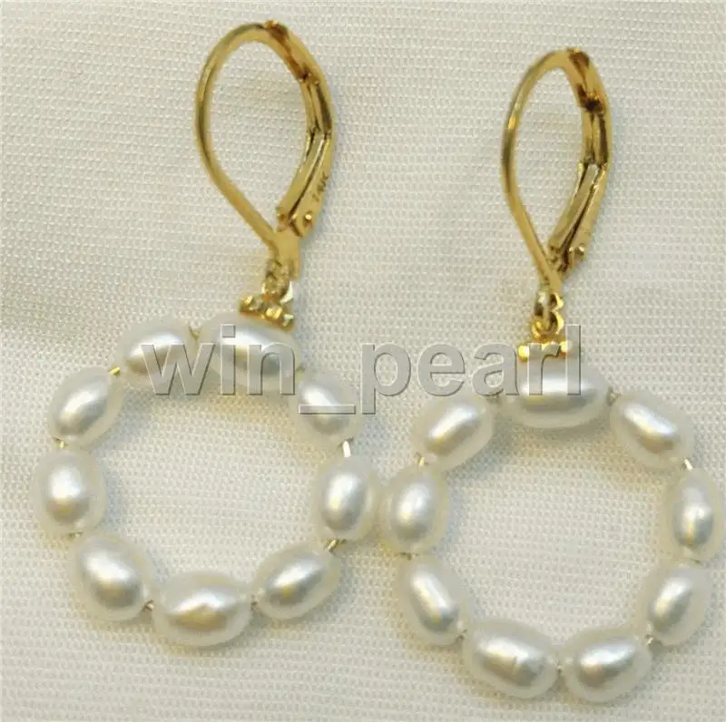 AAA 3-4mm White South Sea Baroque Pearl Earrings 14k/20 YELLOW GOLD
