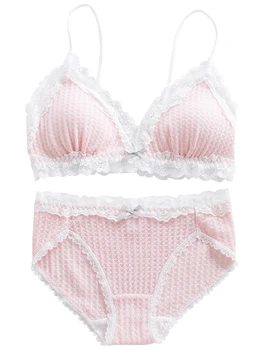 Bralette Lace Trim Women's Japanese Bra & Panties Set Cute Cotton Wirefree Soft Underwear Sleep Intimates Set Lolita
Bralette Lace Trim Women's Japanese Bra & Panties Set Cute Cotton Wirefree Soft Underwear Sleep Intimates Set Lolita