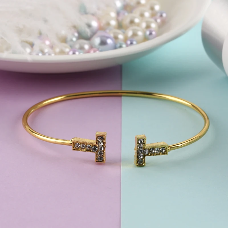 Trendy Bangles Jewelry T-Shape Opening Copper Alloy Bracelet With 6.5cm Diameter Silver/RoseGold/Gold Color Girlfriend Gifts
Trendy Bangles Jewelry T-Shape Opening Copper Alloy Bracelet With 6.5cm Diameter Silver/RoseGold/Gold Color Girlfriend Gifts