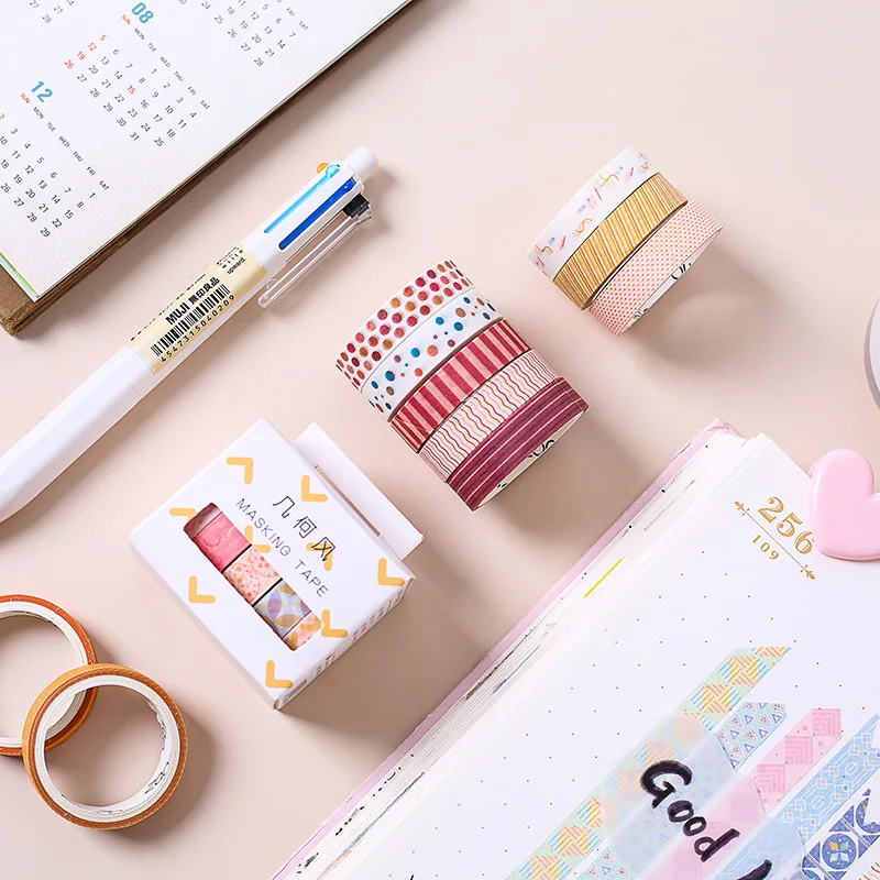 5Pcs/box Geometric Pattern Masking Washi Tape Scrapbooking Set Creative DIY Journal Decorative Adhesive Tape Stationery Supplies
5Pcs/box Geometric Pattern Masking Washi Tape Scrapbooking Set Creative DIY Journal Decorative Adhesive Tape Stationery Supplies