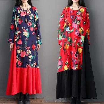 Autumn and Winter Traditional Long Sleeves Cotton and Linen Woman National Wind Costume Printing Retro Fake Pendulum Dress
Autumn and Winter Traditional Long Sleeves Cotton and Linen Woman National Wind Costume Printing Retro Fake Pendulum Dress