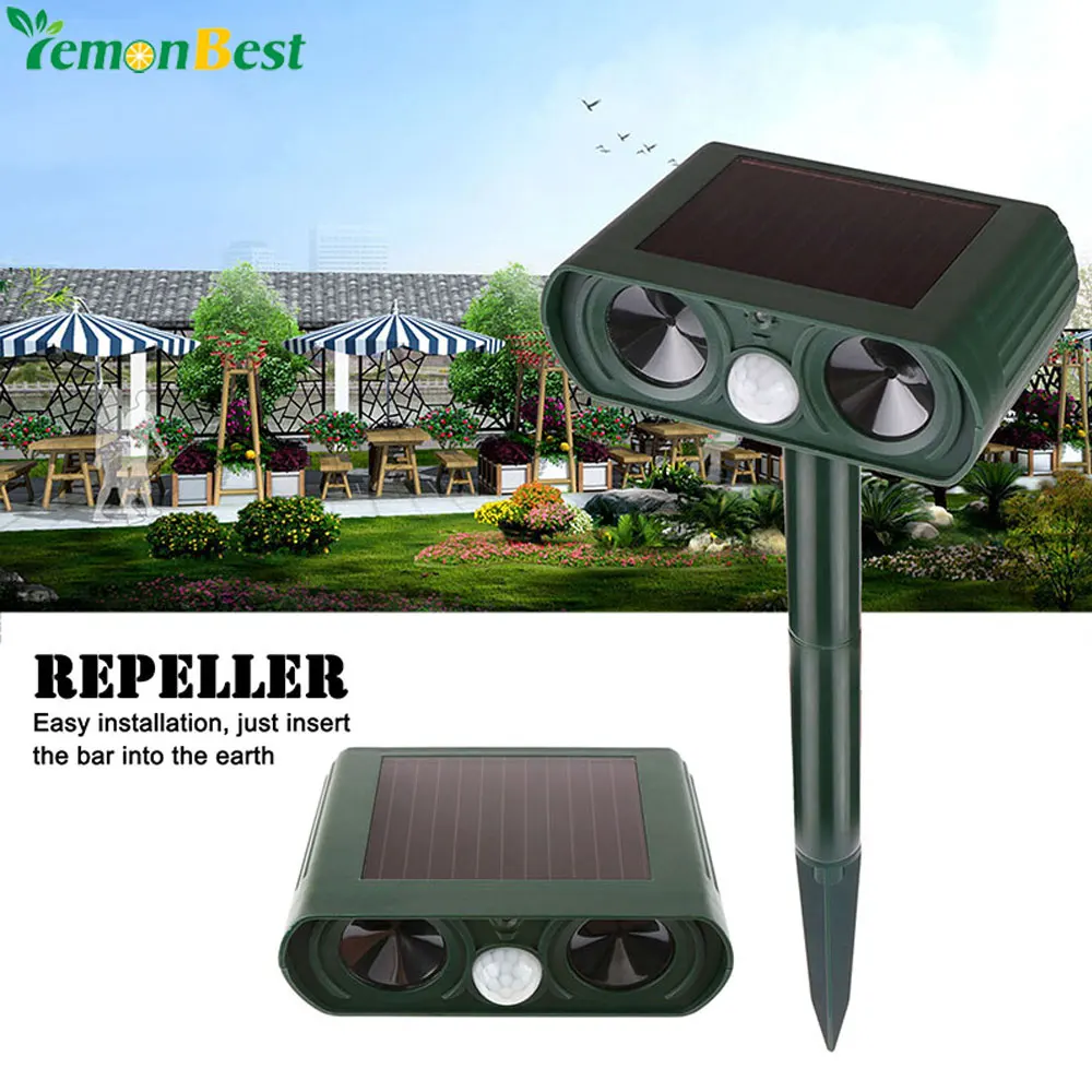 Outdoor Waterproof Solar Power Ultrasonic Animal Pest Mouse Repeller PIR Sensor Garden Cat Dog Fox Repellent Keep Animals Away
Outdoor Waterproof Solar Power Ultrasonic Animal Pest Mouse Repeller PIR Sensor Garden Cat Dog Fox Repellent Keep Animals Away