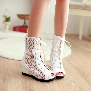 Apricot hollow white sandals high heel wedges large size fashion wild women's shoes 2019 new.
Apricot hollow white sandals high heel wedges large size fashion wild women's shoes 2019 new.