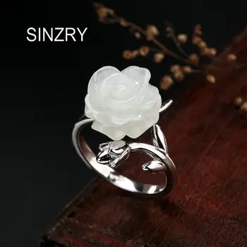 Sinzry orignal jewelry NEW 925 Sterling Silver hetian jade rose flower ring creative open end silver finger rings
Sinzry orignal jewelry NEW 925 Sterling Silver hetian jade rose flower ring creative open end silver finger rings