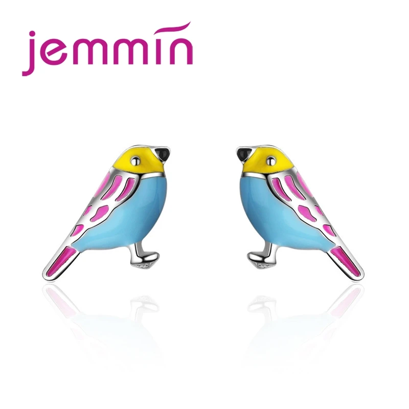 

JEMMIN Exquisite Hot Sale Animal Bird Multi-colored Sweet Romantic Style Woman Girls Favorite 925 Sterling Silver Stud Earring