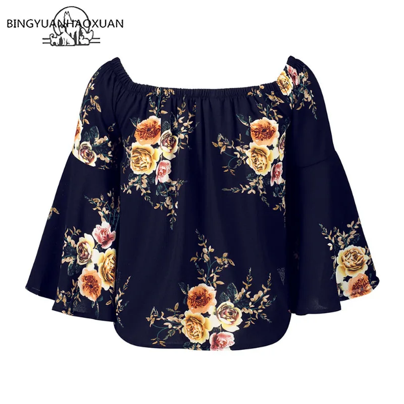 BINGYUANHAOXUAN Floral Print Off Shoulder Chiffon Blouse Women Top Halter Cool Long Sleeve Female Blouse Shirt Sexy Loose Blusas
BINGYUANHAOXUAN Floral Print Off Shoulder Chiffon Blouse Women Top Halter Cool Long Sleeve Female Blouse Shirt Sexy Loose Blusas
