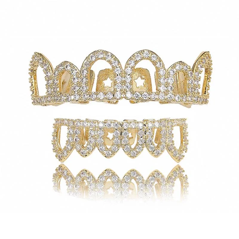 Hollow Out Teeth Grillz AAA Zircon Top & Bottom Tooth Set For Men Women Halloween Gift Fashion Grillz Hip Hop Jewelry
Hollow Out Teeth Grillz AAA Zircon Top & Bottom Tooth Set For Men Women Halloween Gift Fashion Grillz Hip Hop Jewelry