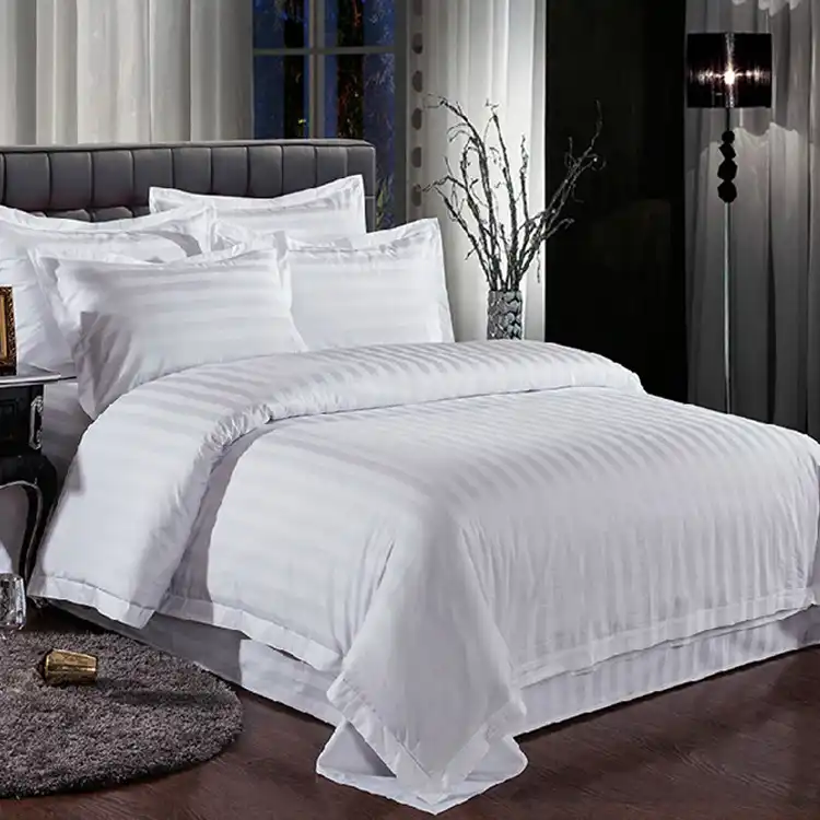 Cotton Jacquard Striped Duvet Cover Full Queen Bright White For