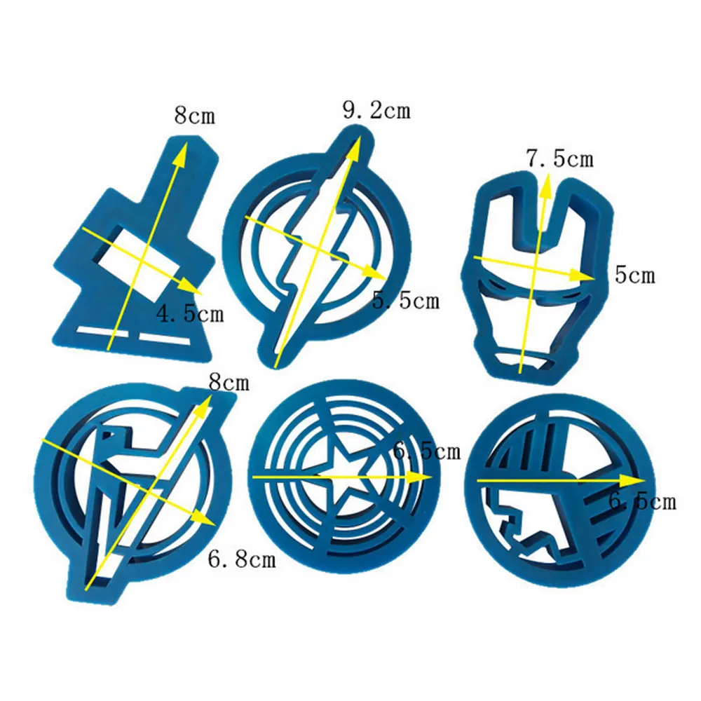 6 Pcs/set Silicone Cookie Baking Mold Avengers Biscuit Mold Captain America Cartoon Cookies Cutter Mold Platen Cake Tools
6 Pcs/set Silicone Cookie Baking Mold Avengers Biscuit Mold Captain America Cartoon Cookies Cutter Mold Platen Cake Tools