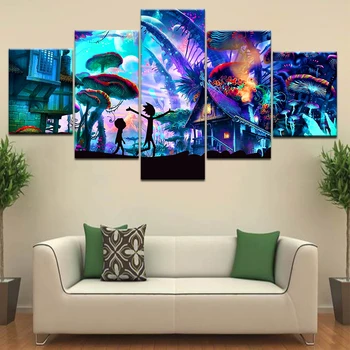 5piece Poster Canvas Mushroom World Rick and Morty Canvas Set wall posters Art Painting For home living room decoration
5piece Poster Canvas Mushroom World Rick and Morty Canvas Set wall posters Art Painting For home living room decoration