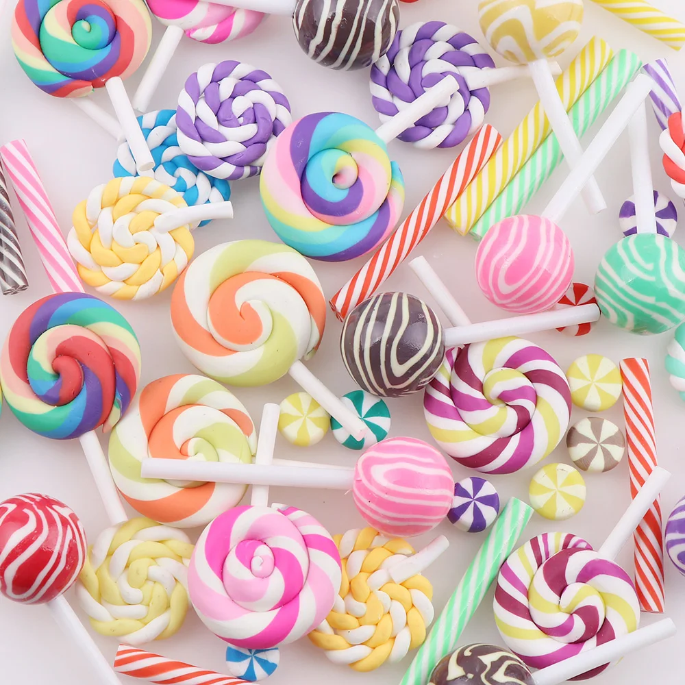 50 Pieces Beauty Mix Kawaii Rainbow Lollipop Candy Polymer Clay Cabochons Flatback For DIY Jewelry Decoration
50 Pieces Beauty Mix Kawaii Rainbow Lollipop Candy Polymer Clay Cabochons Flatback For DIY Jewelry Decoration
