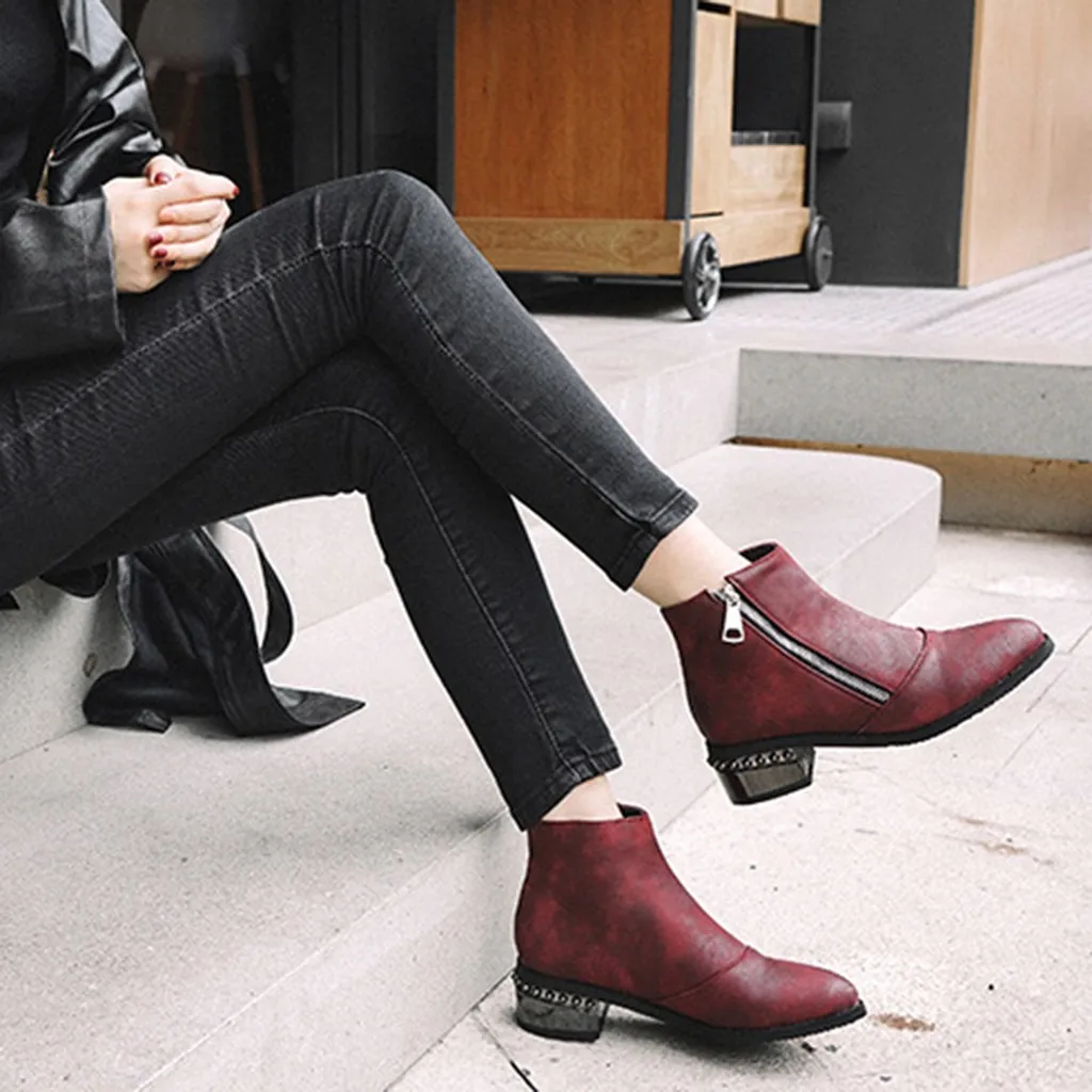 British Pointed Toe ankle boots for women Zipper botines mujer 2019 Leather chaussures femme Versatile Low Heels boots women
British Pointed Toe ankle boots for women Zipper botines mujer 2019 Leather chaussures femme Versatile Low Heels boots women
