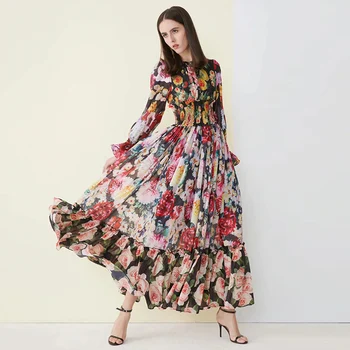 Long Casual Dress Summer Chiffon Dress Women Fashion Ankle-Length Floral Casading Ruffle Dresses
Long Casual Dress Summer Chiffon Dress Women Fashion Ankle-Length Floral Casading Ruffle Dresses