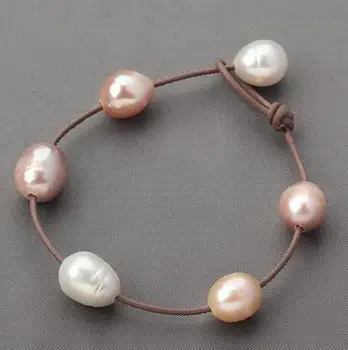 Large Pearl Leather Bracelet Jewelry,Leather And Genuine Freshwater Pearl Bracelet, White Pink Purple Natural Pearl Jewelry
Large Pearl Leather Bracelet Jewelry,Leather And Genuine Freshwater Pearl Bracelet, White Pink Purple Natural Pearl Jewelry