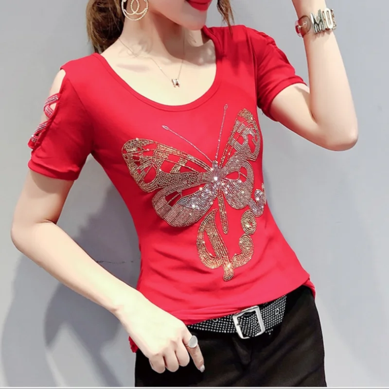 T-shirts female Rhinestone Off Shoulder summer fashion tops women's diamond tshirt tees Poleras De Mujer Moda 2019 XXXL t shirt
T-shirts female Rhinestone Off Shoulder summer fashion tops women's diamond tshirt tees Poleras De Mujer Moda 2019 XXXL t shirt