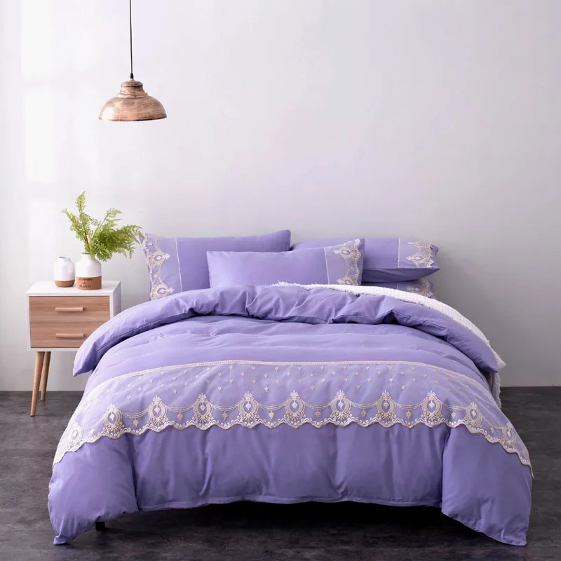 Lace Bedding Set Single Queen King Size Solid Color Purple Duvet Cover Set Bed Linen Quilt Cover
Lace Bedding Set Single Queen King Size Solid Color Purple Duvet Cover Set Bed Linen Quilt Cover