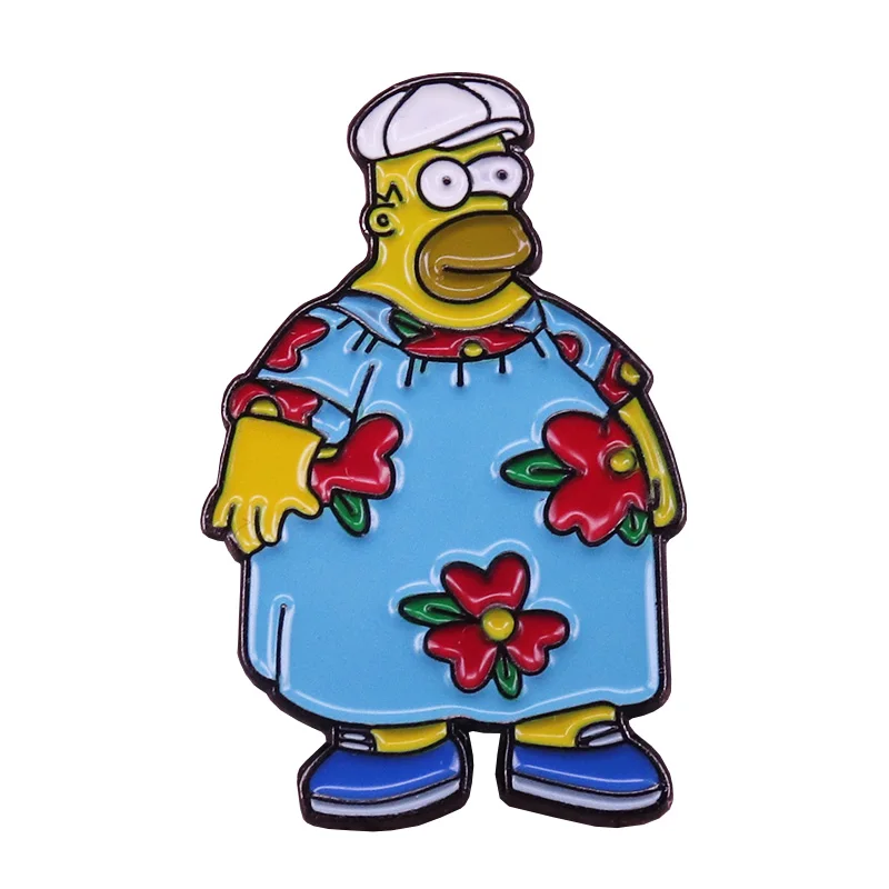 Simpsons lapel pin Homer Simpson in flower dress brooch cute cartoon badge king size fishman accessory
Simpsons lapel pin Homer Simpson in flower dress brooch cute cartoon badge king size fishman accessory