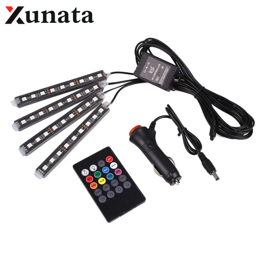 RGB 9LEDS Multi-color Remote Control Car Interior Lights Atmosphere Neon Lights Kit Sounds-activated Wireless IR Remote Contro
RGB 9LEDS Multi-color Remote Control Car Interior Lights Atmosphere Neon Lights Kit Sounds-activated Wireless IR Remote Contro