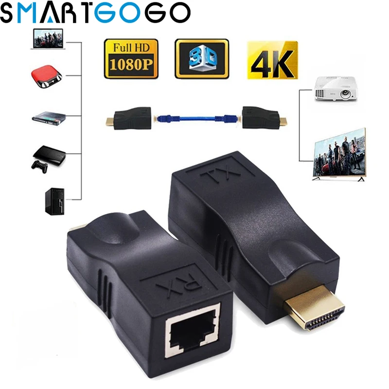 RJ45 4k Ports HDMI Extender HDMI Extension up to 30m Over CAT5e / 6 UTP LAN Ethernet Cable for HDTV HDPC
RJ45 4k Ports HDMI Extender HDMI Extension up to 30m Over CAT5e / 6 UTP LAN Ethernet Cable for HDTV HDPC