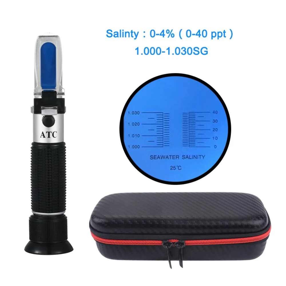 0-4% Salt Refractometer hand held 20-40ppt(1.000-1 .030) Refractometer Salinity Reference for Aquarium Seawater Monitoring
0-4% Salt Refractometer hand held 20-40ppt(1.000-1 .030) Refractometer Salinity Reference for Aquarium Seawater Monitoring