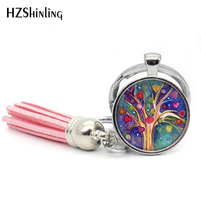 2017 Fashion Colorful Trees Keyring Tree of Life Tassel Keychain Glass Art Photo Keychains Handmade Accessory Gifts For Women
2017 Fashion Colorful Trees Keyring Tree of Life Tassel Keychain Glass Art Photo Keychains Handmade Accessory Gifts For Women