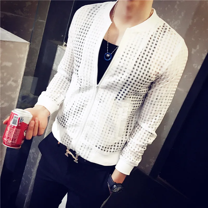Spring And Summer New Thin Transparent Male Zipper Shirt Sunscreen Clothes Long Sleeve Net Shirts Personality Men Jacket Coats
Spring And Summer New Thin Transparent Male Zipper Shirt Sunscreen Clothes Long Sleeve Net Shirts Personality Men Jacket Coats