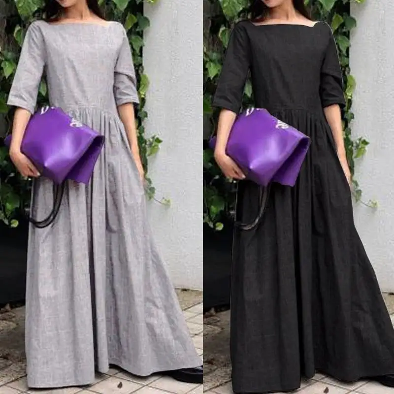 2019 Celmia Women Retro Pleated Maxi Long Dress Summer Beach Dress Half Sleeve Casual Loose Ruffle Party Robe Plus Size Vestidos
2019 Celmia Women Retro Pleated Maxi Long Dress Summer Beach Dress Half Sleeve Casual Loose Ruffle Party Robe Plus Size Vestidos
