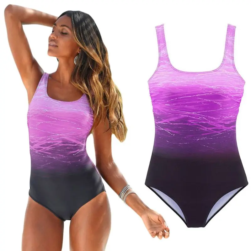 Plus Size One Piece Bikini Deep Scoop Neck Padded Gradient Color Stripes Printed Swimsuit Criss Cross Bandage Backless Tankini
Plus Size One Piece Bikini Deep Scoop Neck Padded Gradient Color Stripes Printed Swimsuit Criss Cross Bandage Backless Tankini