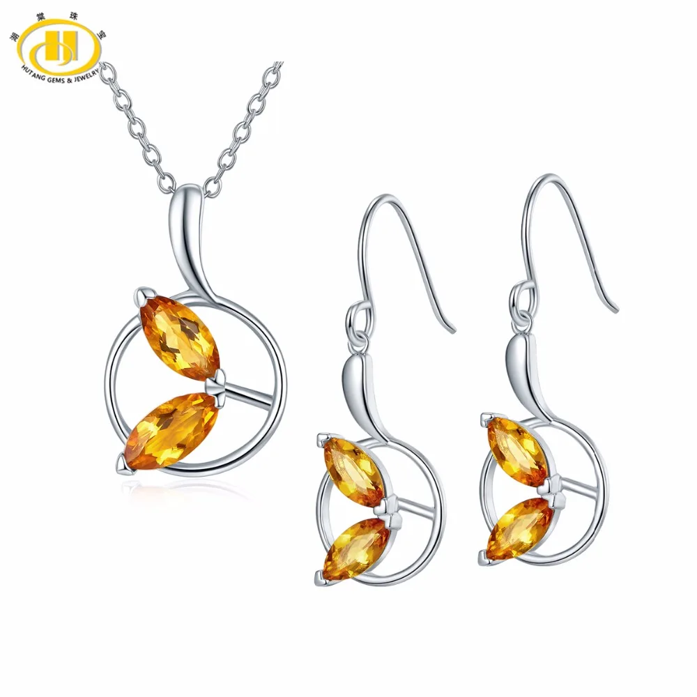 Hutang Solid 925 Sterling Silver Leaf Jewelry Sets Natural Gemstone Citrine Fine Fashion Stone Jewelry For Women's Gift
Hutang Solid 925 Sterling Silver Leaf Jewelry Sets Natural Gemstone Citrine Fine Fashion Stone Jewelry For Women's Gift