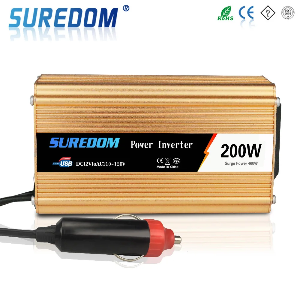 Car Power Inverter Converter Peak Power 400W Max Continuous Power 200W 12V to 110V with Socket
Car Power Inverter Converter Peak Power 400W Max Continuous Power 200W 12V to 110V with Socket