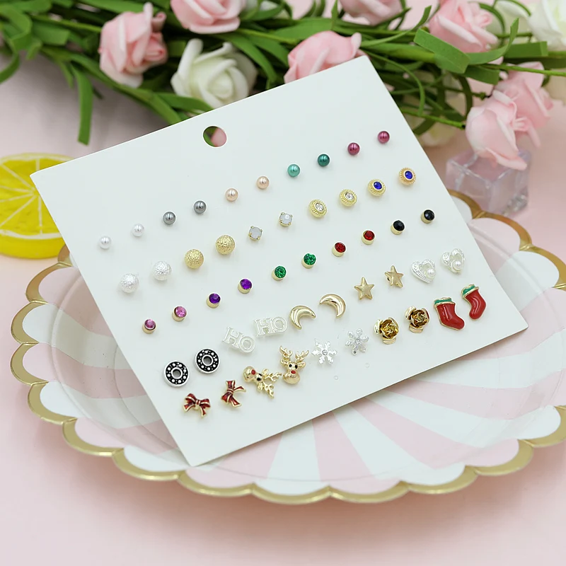 25 Pairs/lot Colorful Simulated Pearl Zircon Stud Earring Set for Girls Cute Star Moon Mixed Ear Studs Wholesale Kids Jewelry
25 Pairs/lot Colorful Simulated Pearl Zircon Stud Earring Set for Girls Cute Star Moon Mixed Ear Studs Wholesale Kids Jewelry
