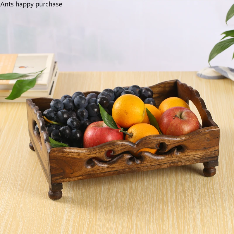 

Thailand Minimalist Wooden Tray Solid Wood Rectangular Dish Snack Coffee Shop Tea Tray Fruit Plate Bread Plates Breakfast Plate