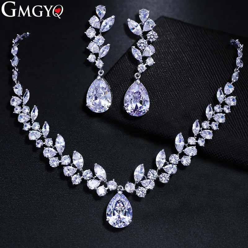 GMGYQ Bright Crystal Silver Color Jewelry Necklace Bride Wedding Bridesmaid Jewelry Earrings Two-piece Set for Noble Women
GMGYQ Bright Crystal Silver Color Jewelry Necklace Bride Wedding Bridesmaid Jewelry Earrings Two-piece Set for Noble Women