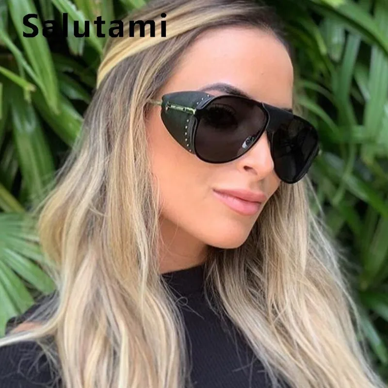 Polarized Steampunk Black Pu Leather Frame Sunglasses For Men Vintage Luxury Brand Thick Round Punk Sun Glasses Women Eyewear
Polarized Steampunk Black Pu Leather Frame Sunglasses For Men Vintage Luxury Brand Thick Round Punk Sun Glasses Women Eyewear