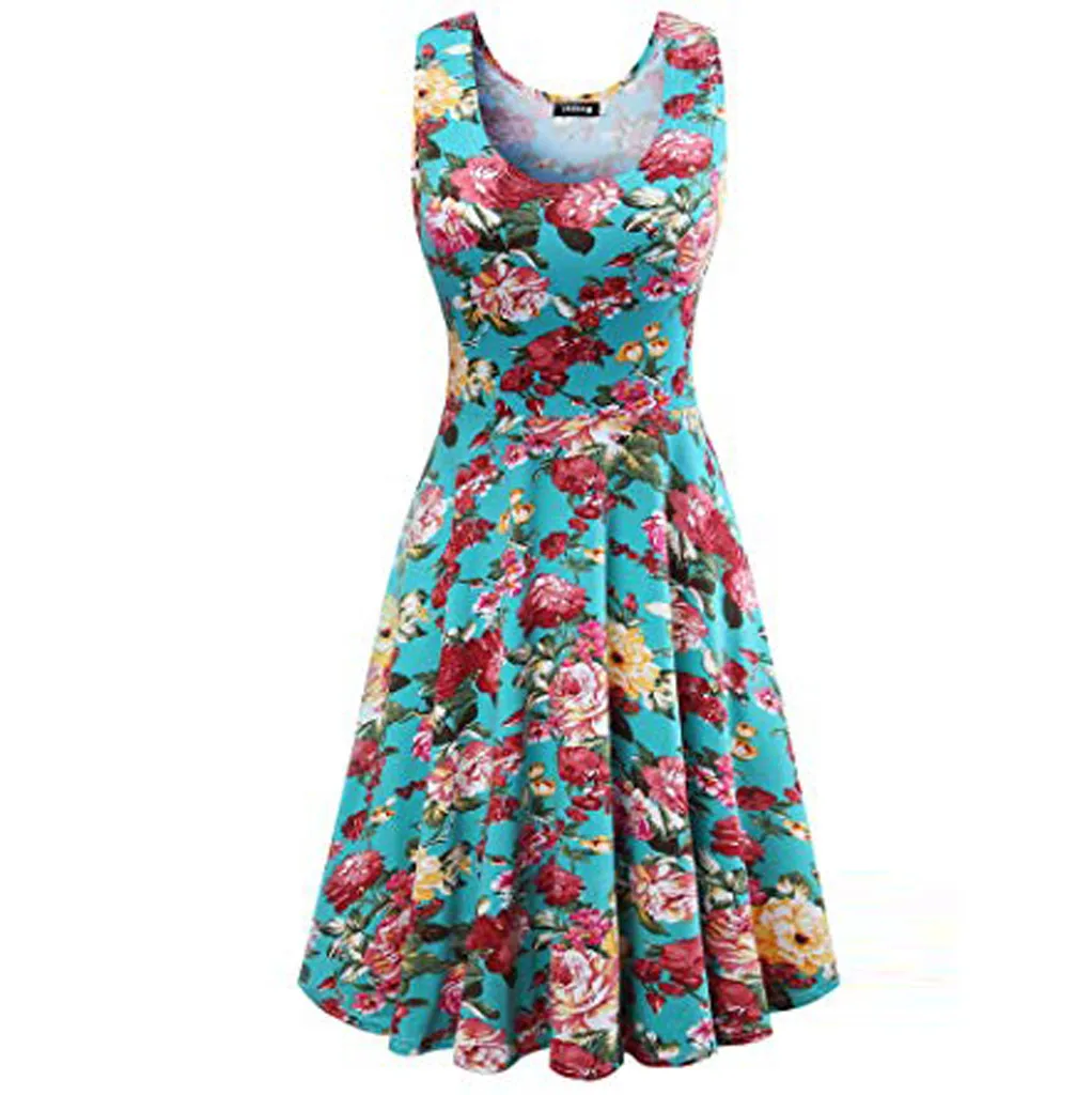 Summer Ladies'sleeveless Print A-line sundress Round Collar sleeveless off the shoulder polyester Dress L0501
Summer Ladies'sleeveless Print A-line sundress Round Collar sleeveless off the shoulder polyester Dress L0501