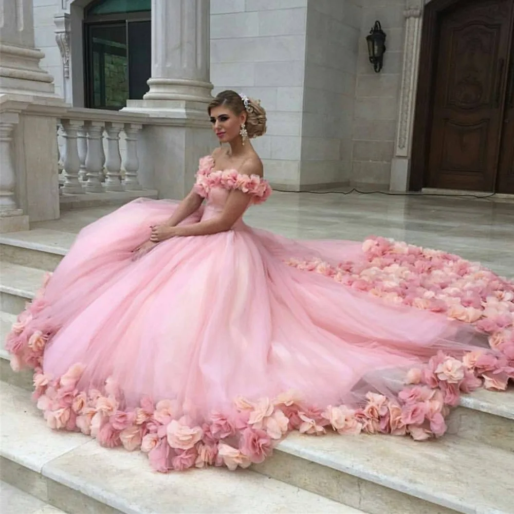 Romantic Blush Pink 3D Flower Tutu Formal Party Gowns Off The Shoulder 2019 A-line Pretty Prom Gowns Lace Up Evening Gowns
Romantic Blush Pink 3D Flower Tutu Formal Party Gowns Off The Shoulder 2019 A-line Pretty Prom Gowns Lace Up Evening Gowns