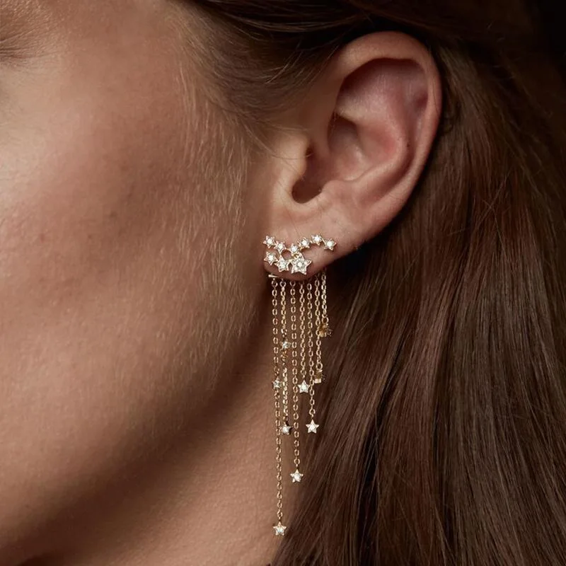 Bohemian Long Fashion Earrings for Women Shine Stars Tassel Charm Delicate Dangle Earrings Female Party Jewelry Gift
Bohemian Long Fashion Earrings for Women Shine Stars Tassel Charm Delicate Dangle Earrings Female Party Jewelry Gift