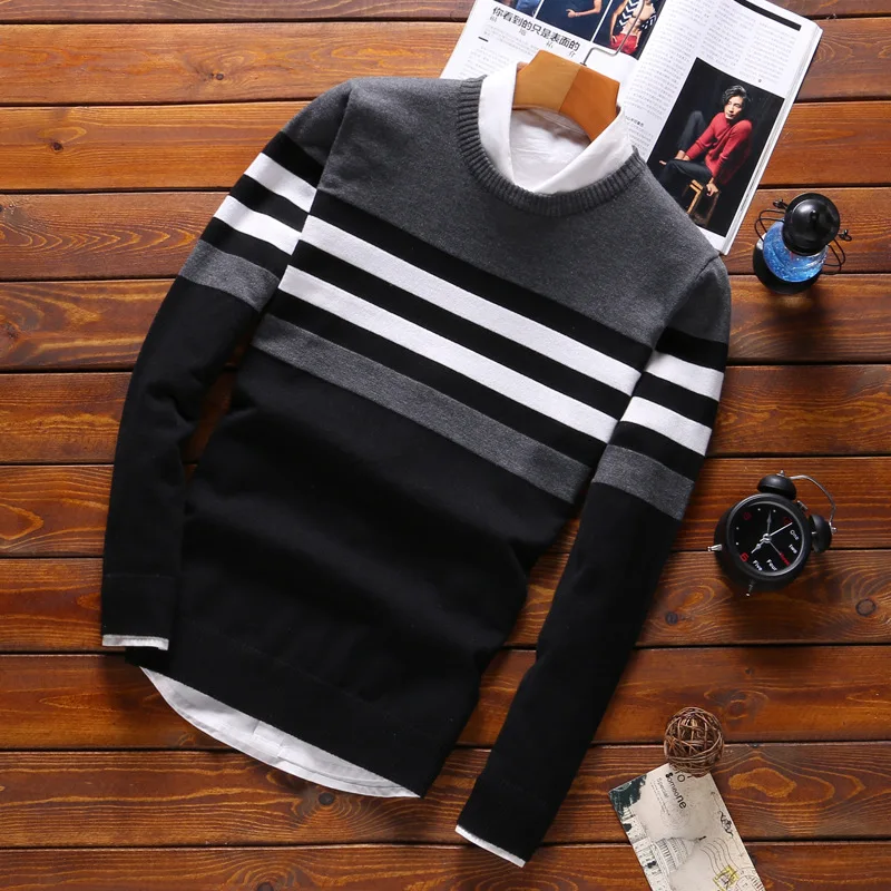 Male Knitwear warm Slim Round Collar Sweaters 2019 autumn spring streetwear fashion Stitching Sweater men cotton casual clothing
Male Knitwear warm Slim Round Collar Sweaters 2019 autumn spring streetwear fashion Stitching Sweater men cotton casual clothing